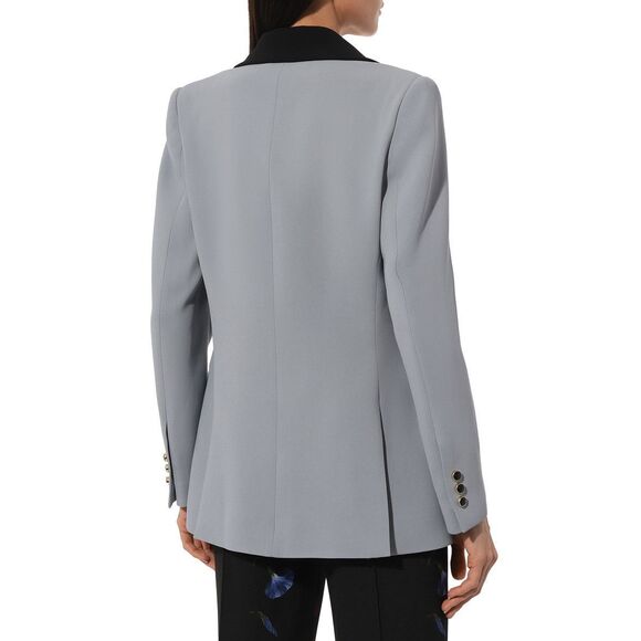 NWT Elie Saab Lapel Wool Crepe Blazer Blue Black Size FR44/US12 $2790 - Picture 2 of 15